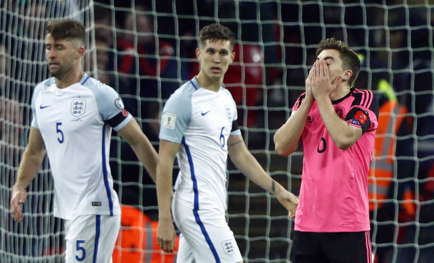 Scotland's James Forrest looks dejected after a missed chance