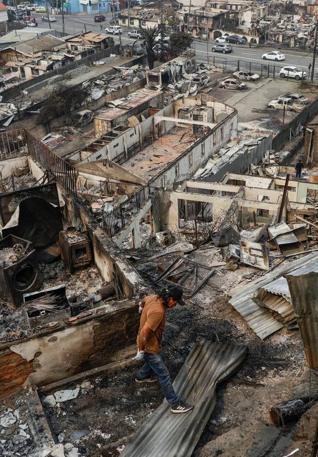 Wildfire burns in Chile