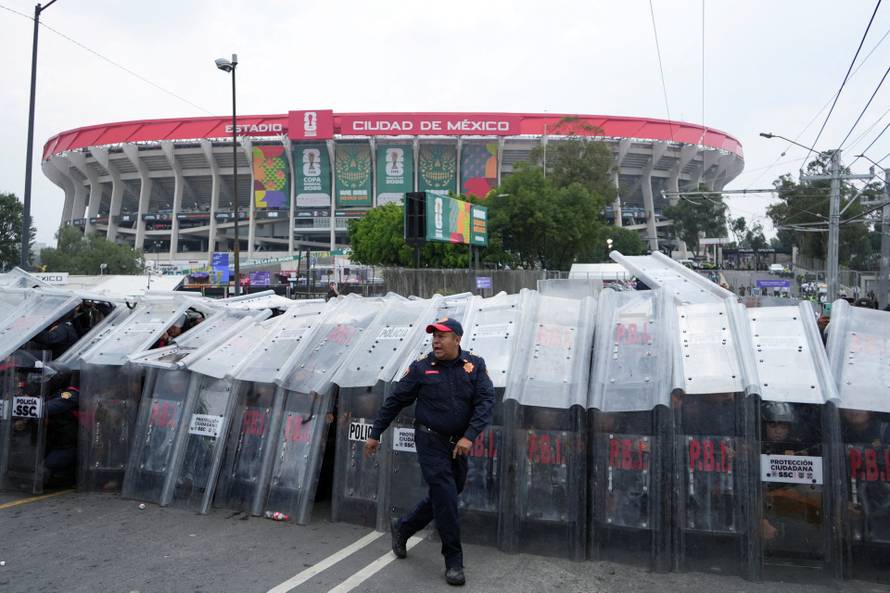 Protest march ahead of the opening match of the 2026 FIFA World Cup, in Mexico City