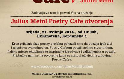 Otvorenje Julius Meinl Poetry Cafea u srijedu 21. svibnja