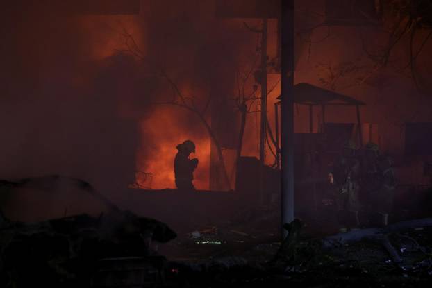 Missiles launched from Iran are intercepted as seen from Tel Aviv