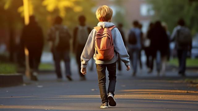 Schoolboy Heading to School with a Backpack. AI