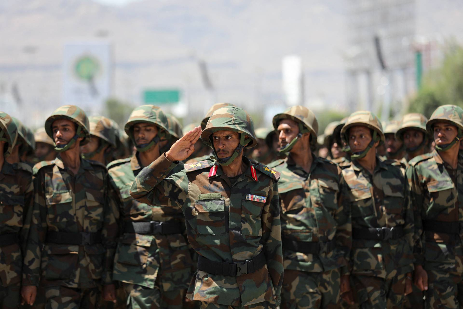 Houthis hold a military parade to mark the anniversary of their takeover in Sanaa