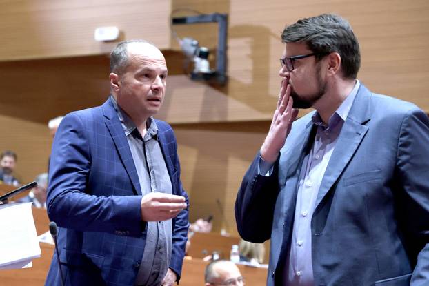 Zagreb: Razgovor Sinise Hajdaša Dončića i Peđe Grbina prije početka glasovanja