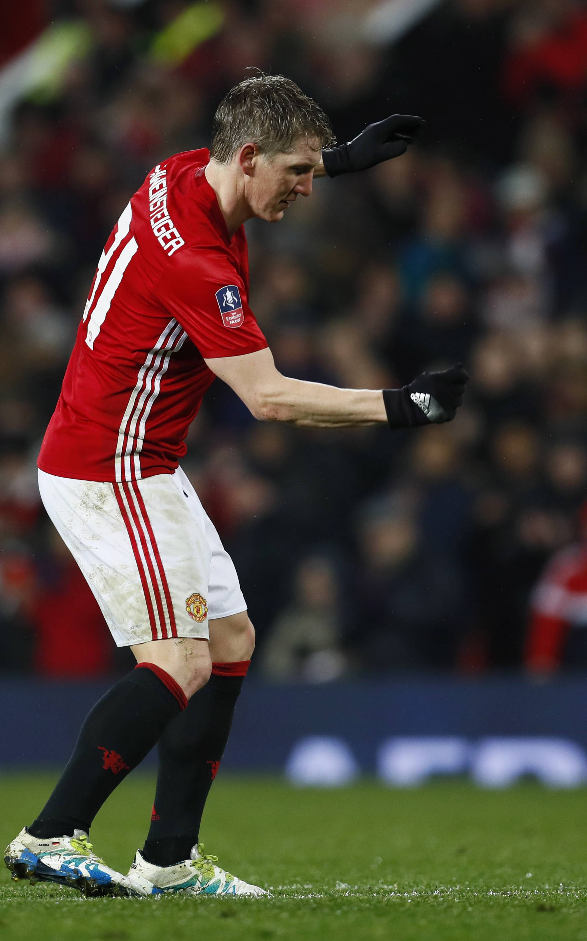 Manchester United's Bastian Schweinsteiger celebrates scoring their fourth goal