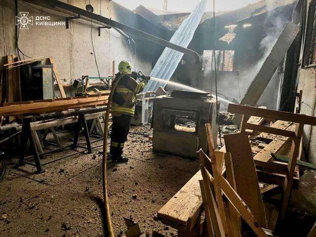 Aftermath of a Russian drone attack in Kyiv region