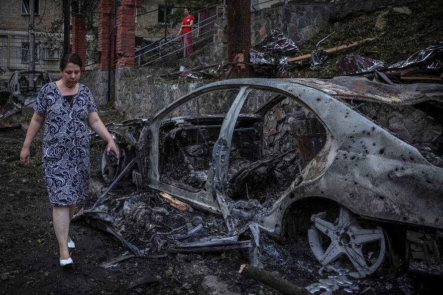 Aftermath of overnight Russian missile and drone strikes, in Kyiv