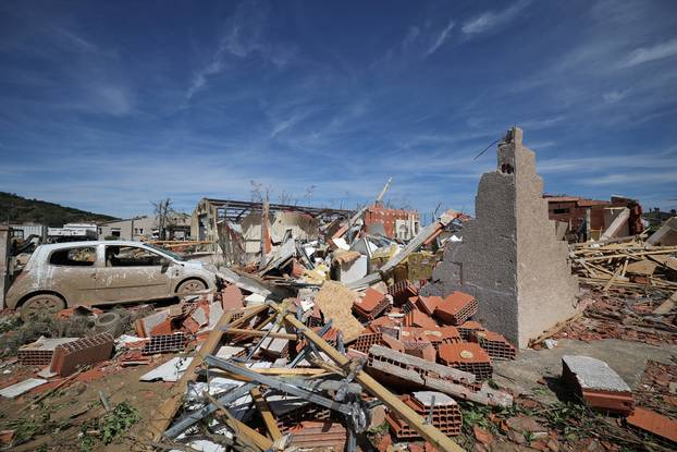 Aftermath of a tornado in Pomas in the Aude region of southern France