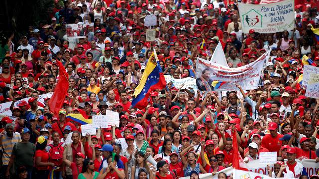 Supporters of Venezuela's President Nicolas Maduro demonstrate in response to the opposition during so-called "mother of all marches" against Venezuela's President Maduro in Caracas