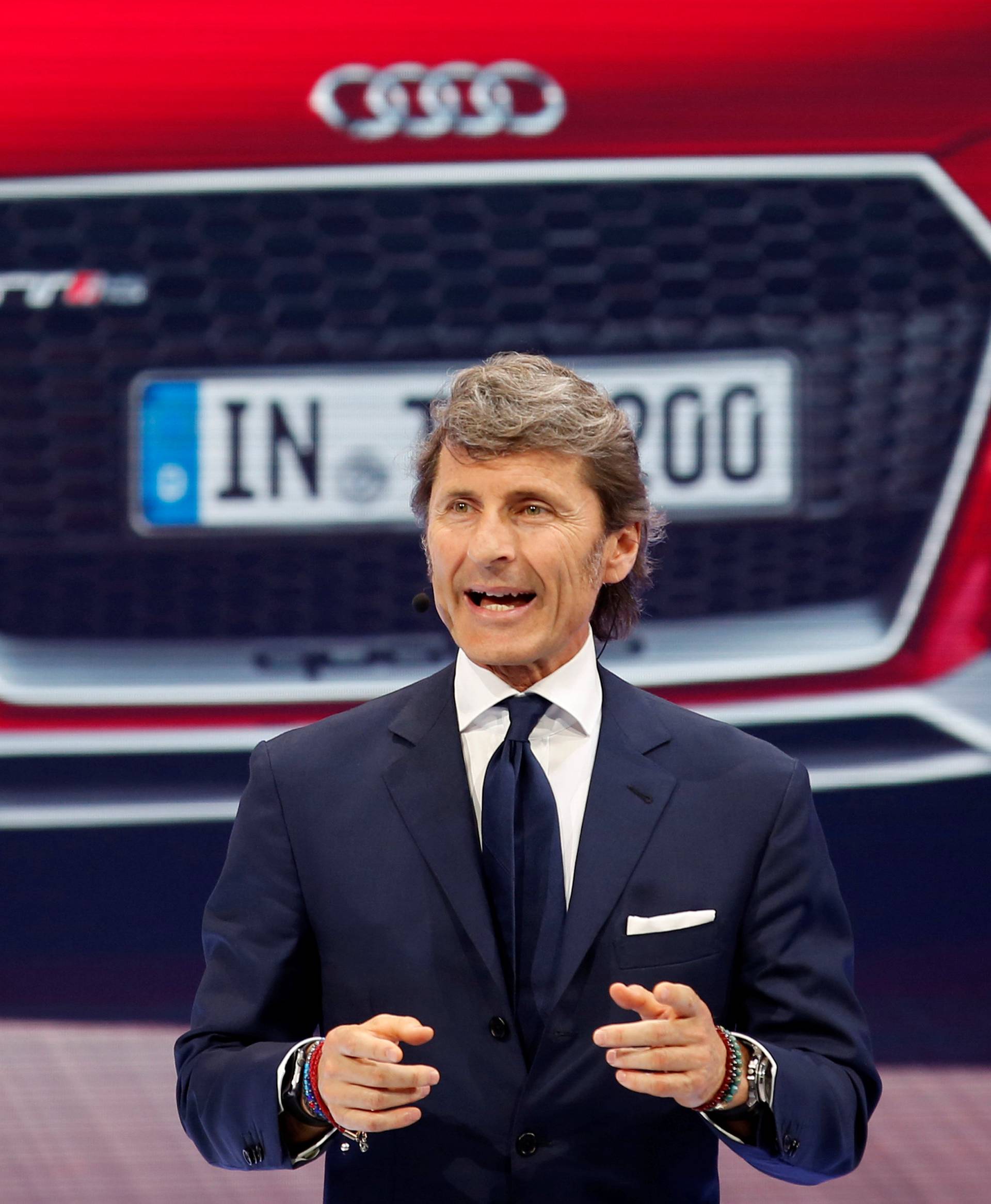 Stephan Winkelmann, CEO of quattro GmbH that includes the Audi Sport brand, makes a speech during the Auto China 2016 auto show in Beijing