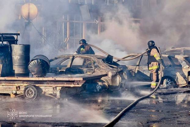 Aftermath of a Russian drone attack in Pavlohrad