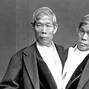 Thailand / USA: Chang and Eng Bunker, the original conjoined 'Siamese Twins', in their later years, North Carolina, 1865