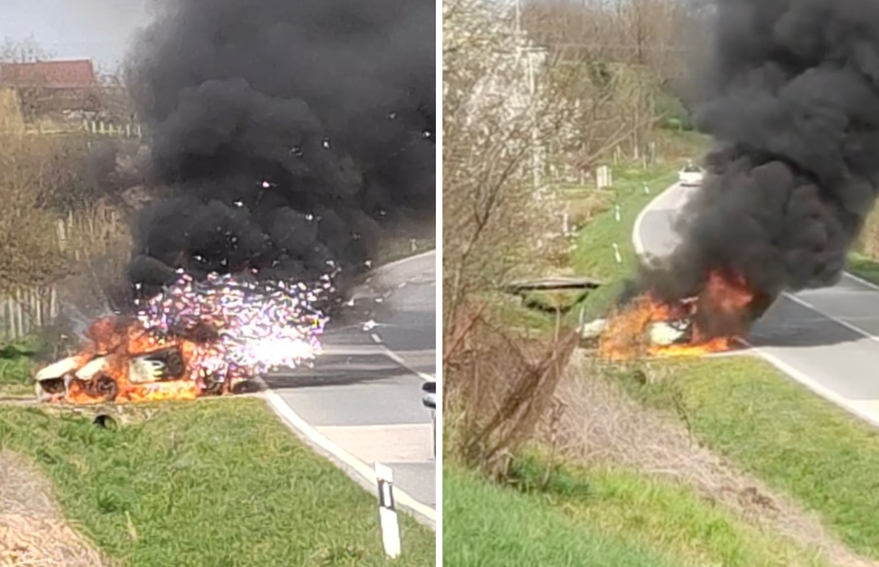VIDEO Planuo automobil kod Vrbovca: Vatrogasci gasili požar