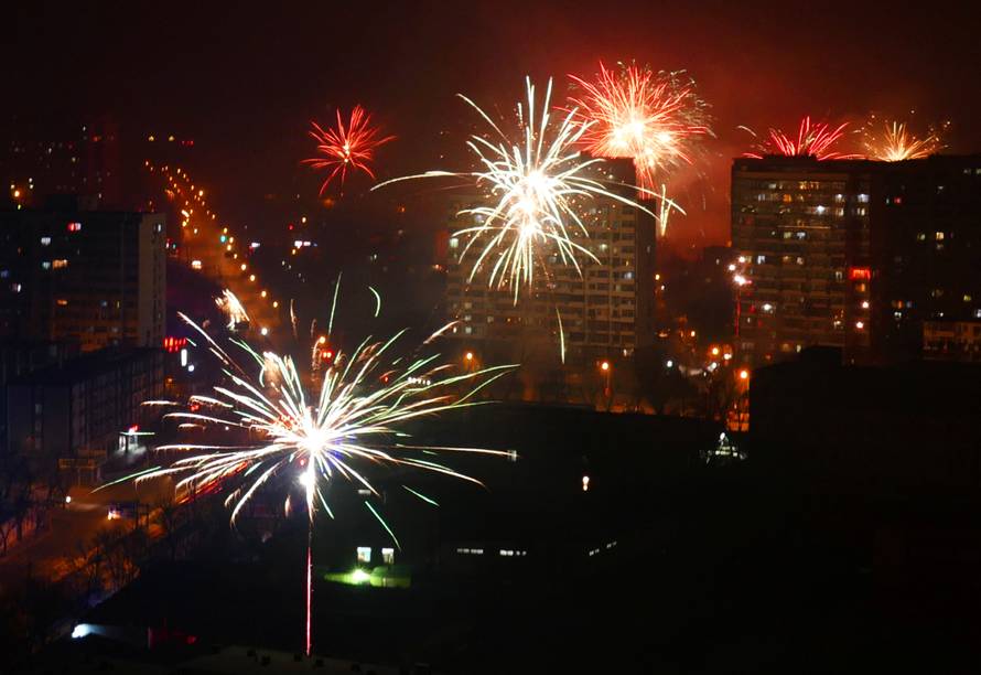 Citizens celebrate China's Lunar New Year with fireworks on early morning of January 28, 2017, in Beijing