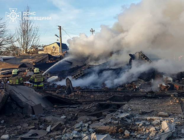 Aftermath of a Russian missile attack in Lviv region