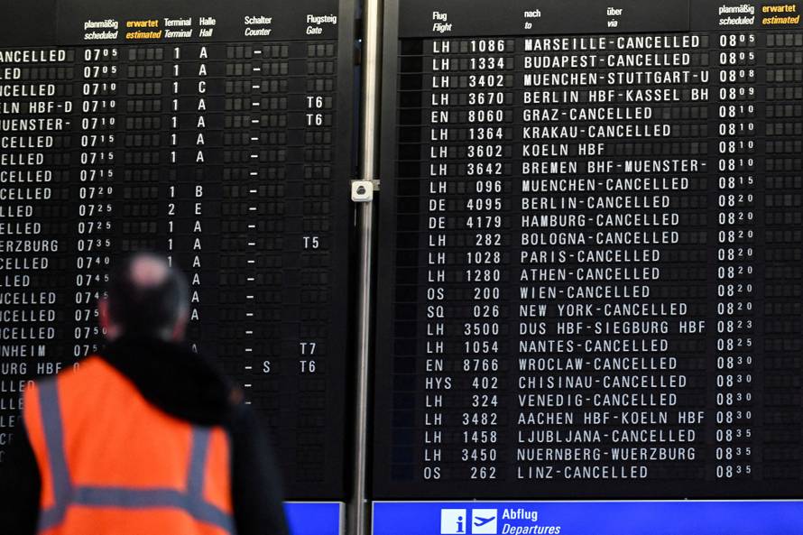 German trade union Verdi calls for a strike over a wage dispute, at Frankfurt Airport
