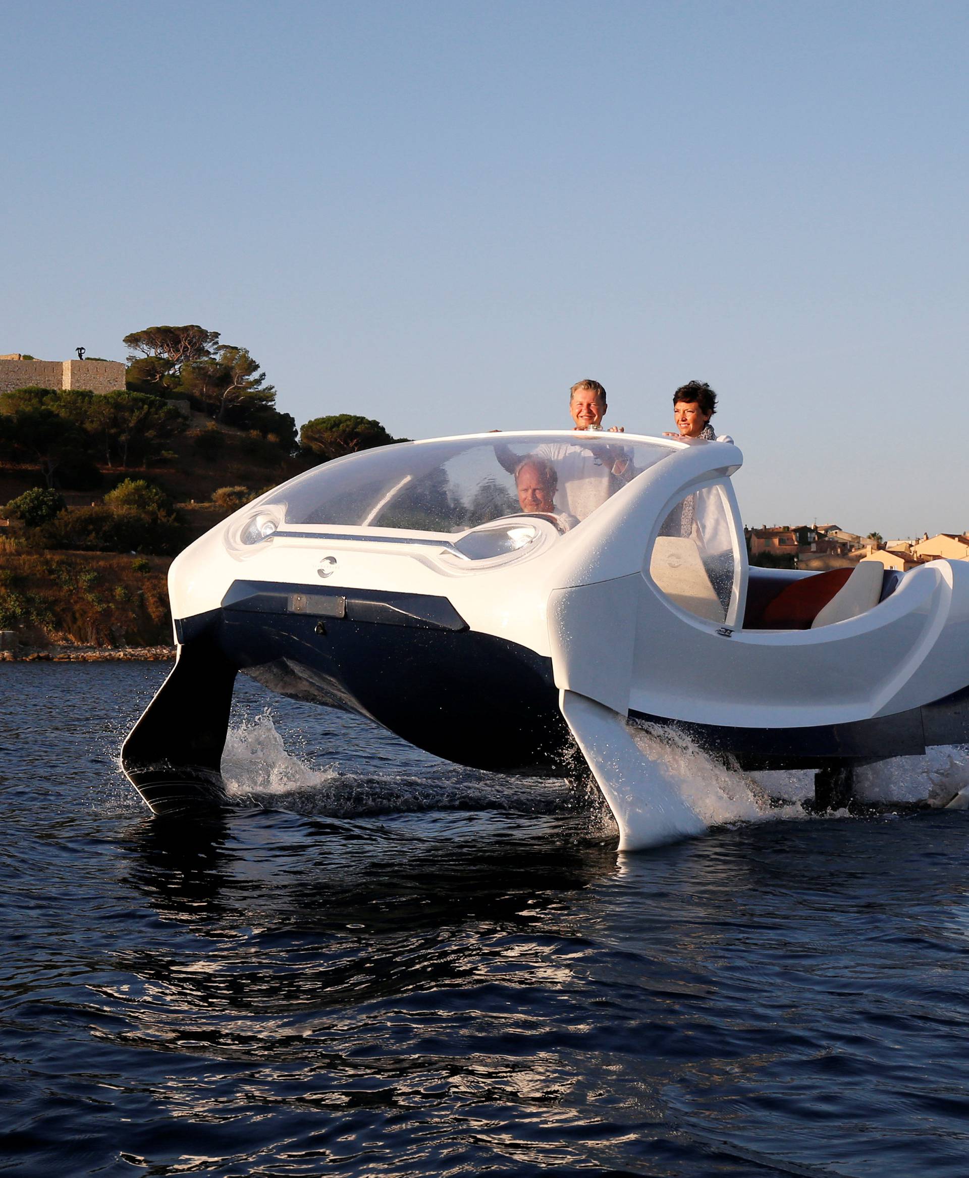 SeaBubbles' water taxi prototype is presented in the harbour of Saint-Tropez