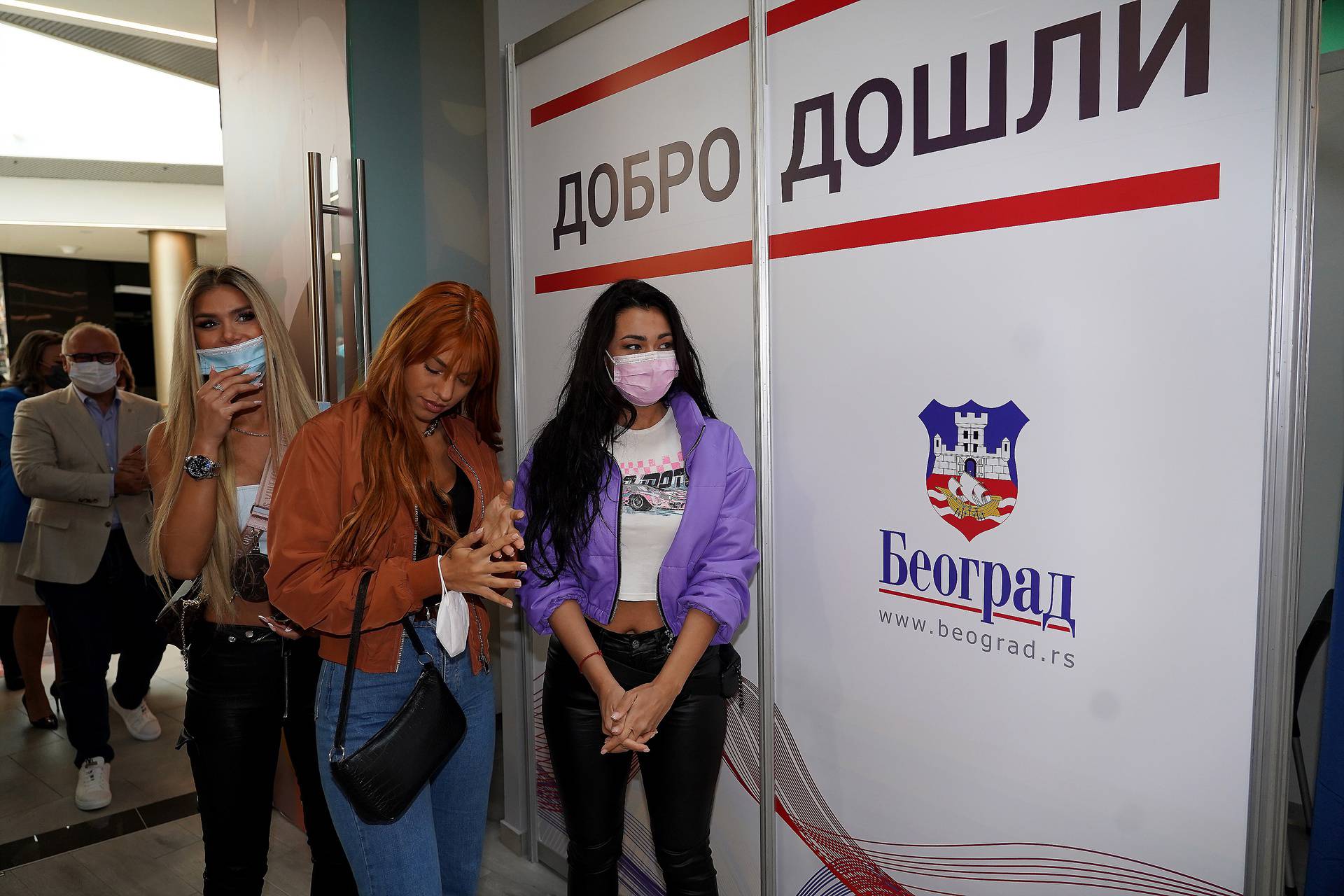 Beograd: Članice grupe Hurricane na otvaranju punkta za cijepljenje u BEO Shopping Centeru