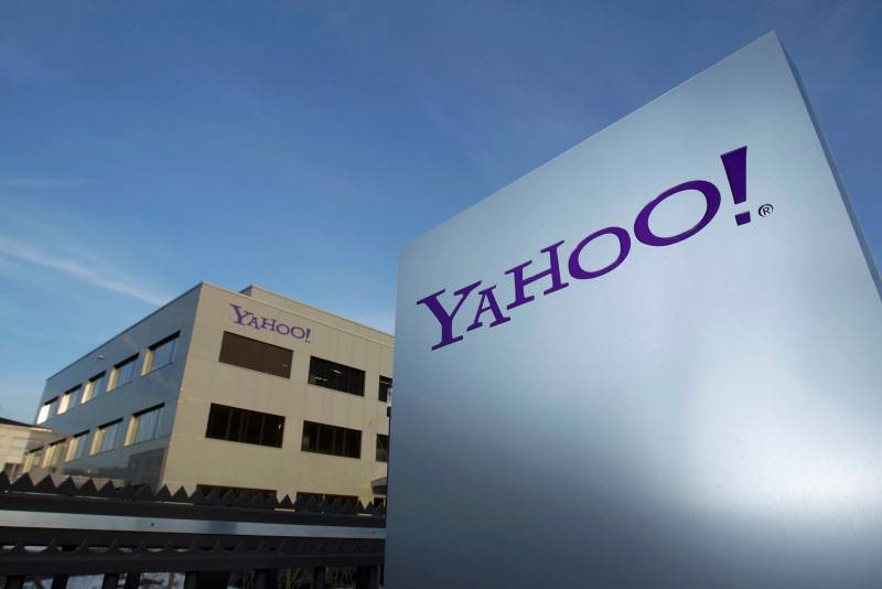 A Yahoo logo is pictured in front of a building in Rolle