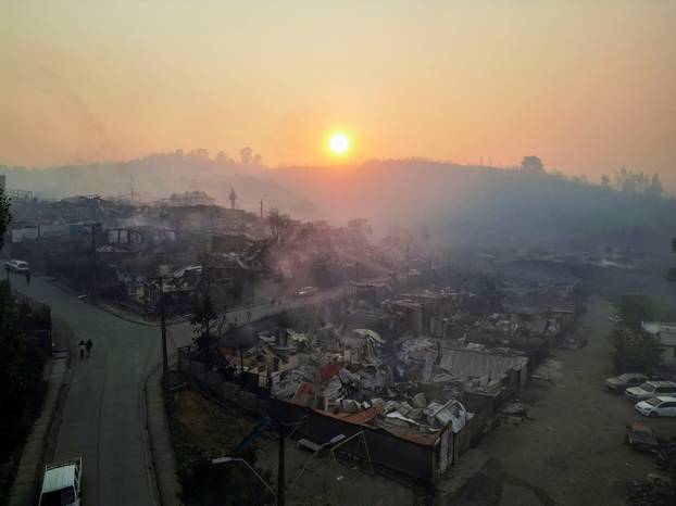 Wildfire burns in Chile