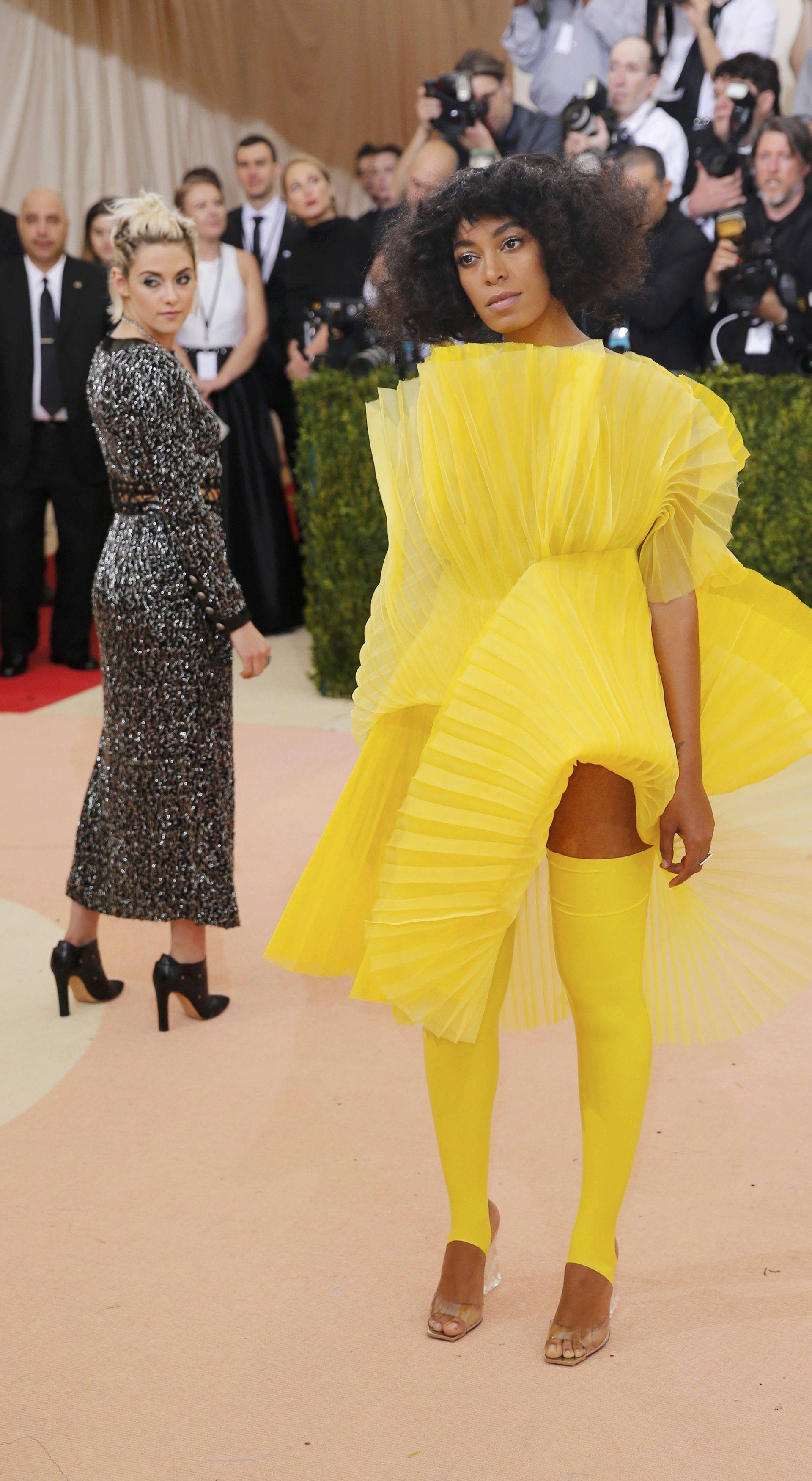 Singer Knowles and Actress Stewart arrive at the Met Gala in New York
