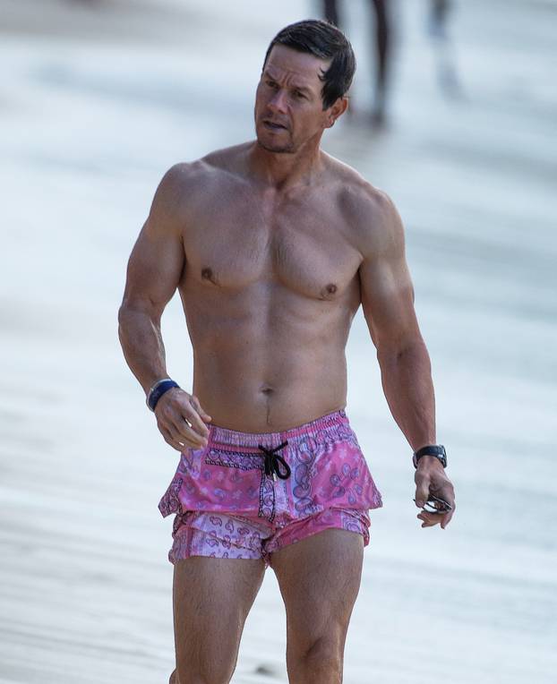 *EXCLUSIVE* Mark Wahlberg and his wife Rhea Durham are seen enjoying a beach day in Barbados.