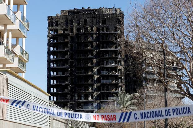 Fire of apartment building in Valencia