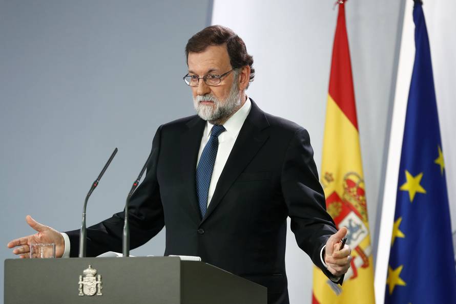 Spain's Prime Minister Mariano Rajoy speaks during a press conference at the Moncloa Palace in Madrid