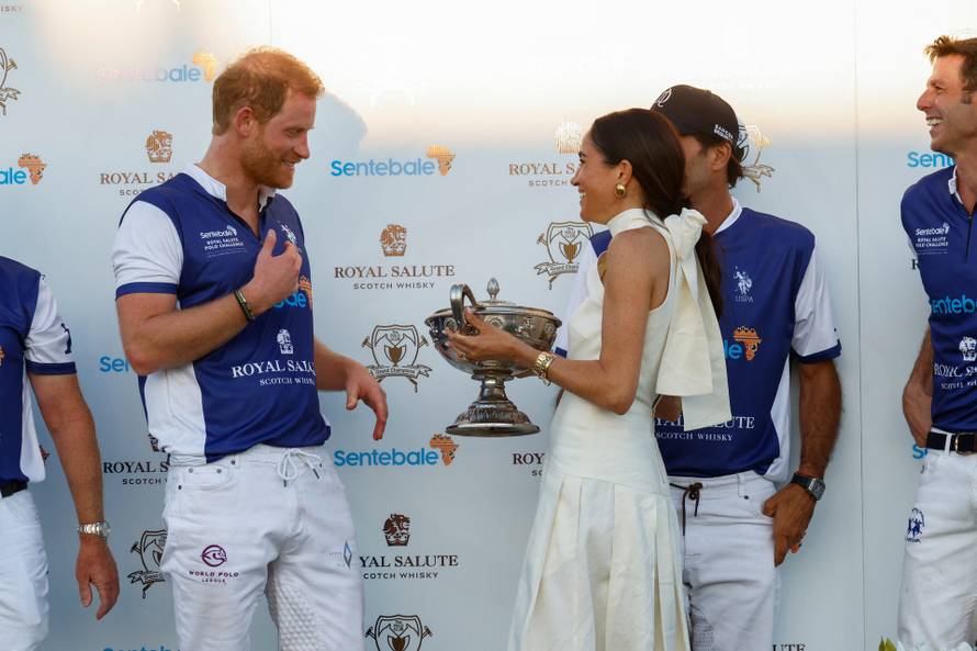 Britain's Prince Harry participates in the Royal Salute Polo Challenge, in Wellington