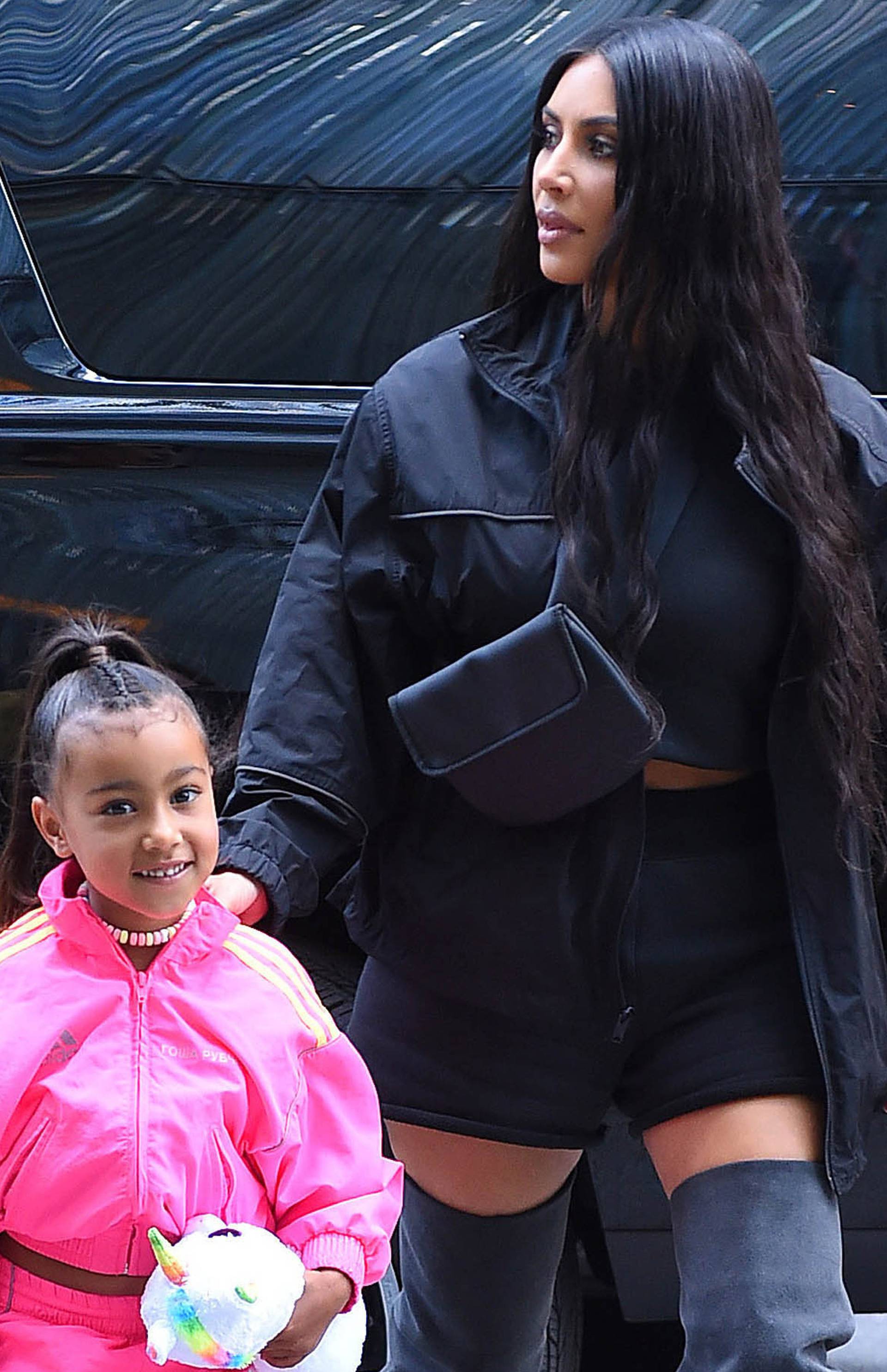 Kim Kardashian and North West is seen in Los Angeles