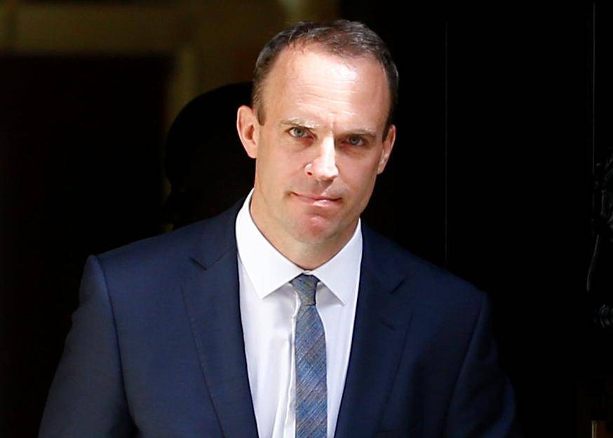 Britain's newly appointed Secretary of State for Exiting the European Union Dominic Raab leaves 10 Downing Street in Westminster, London