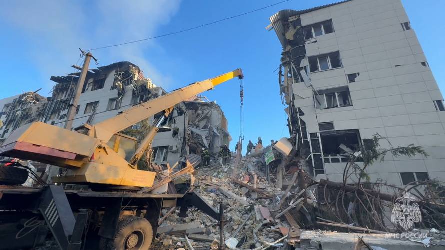 Aftermath of drone attack on Luhansk dormitory building amid Russia-Ukraine conflict