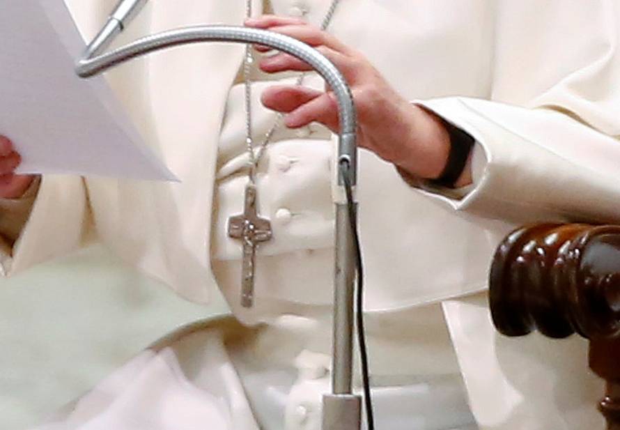 Pope Francis leads his Wednesday general audience at the Paul VI audience hall in Vatican City