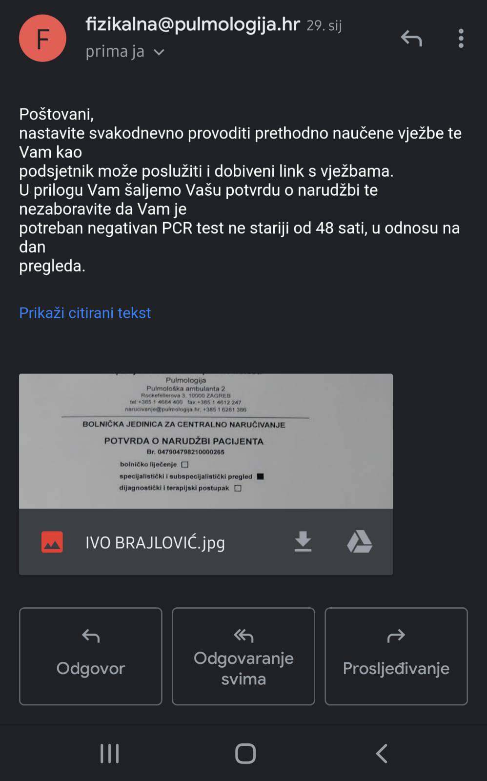 Ivo je već tri mjeseca pozitivan na koronu. Nije zarazan, ali ga pulmolog ne može pregledati