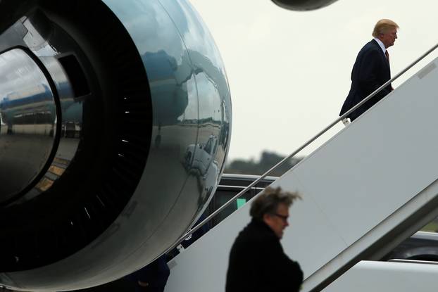 U.S. President Trump boards Air Force One to return to Washington from West Palm Beach, Florida