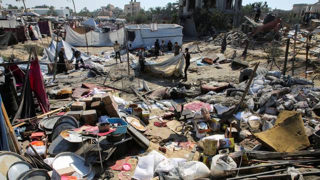 Aftermath of Israeli strikes in Khan Younis in the southern Gaza Strip