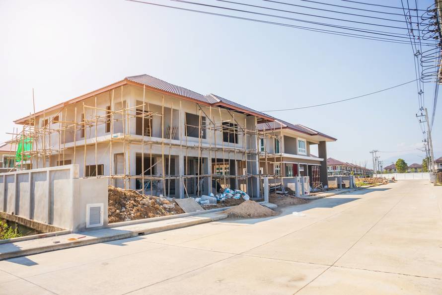 New,Residential,House,Contemporary,Style,Building,In,Progress,At,Construction