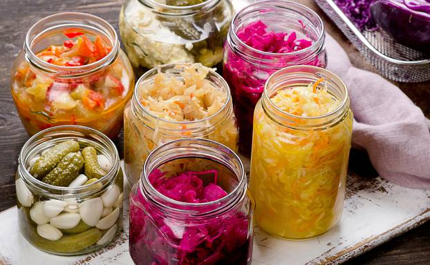 Fermented,Vegetables,In,Jars.,Vegetarian,Food,Concept