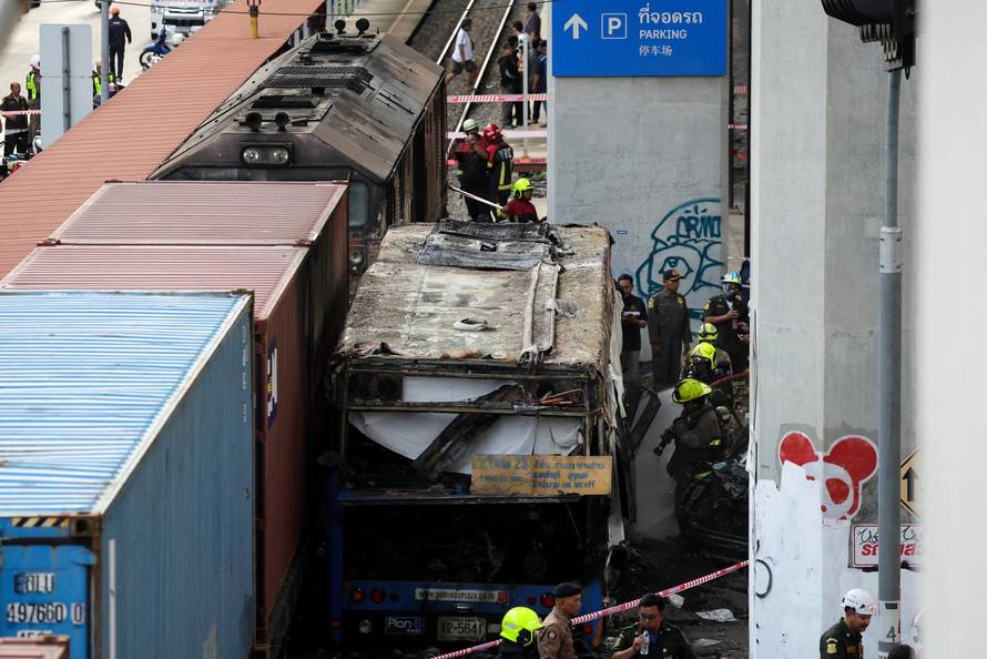 The scene of a multi-vehicle collision, in Bangkok