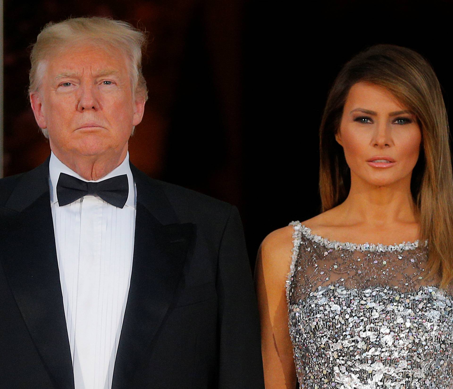 U.S. President Trump and first lady Melania welcome French President Macron and his wife Brigitte for a State Dinner at the White House in Washington