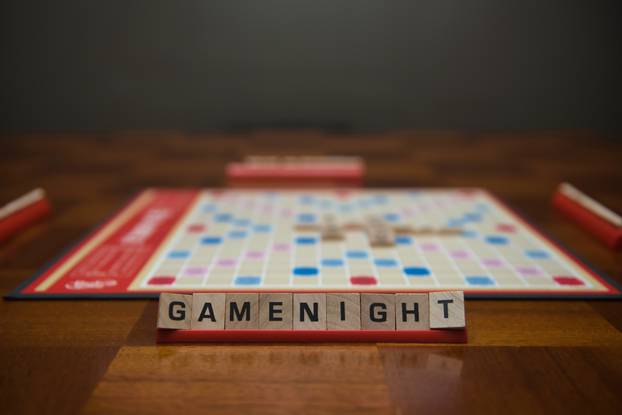 Letter,Tiles,Spelling,Out,The,Words,Game,Night,On,Stand