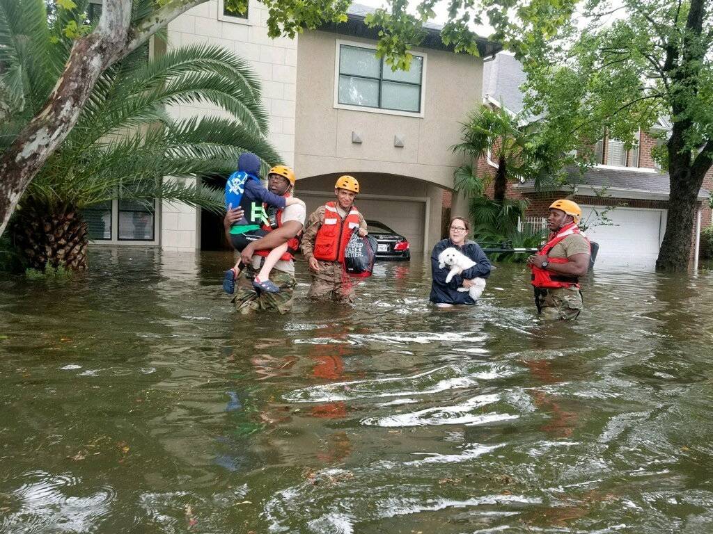 Texas National Guard soldiers assist citizens in heavily flooded areas from the storms of Hurricane Harvey in Houston