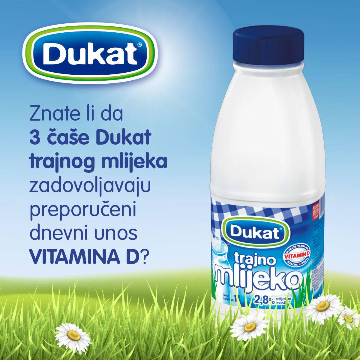 Tri čaše Dukat mlijeka – dovoljno vitamina D za cijeli dan