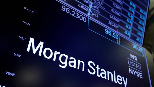 FILE PHOTO: The logo for Morgan Stanley is seen on the trading floor at the New York Stock Exchange (NYSE) in Manhattan, New York City