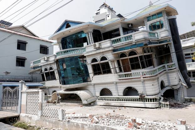 Aftermath of a strong earthquake, in Mandalay