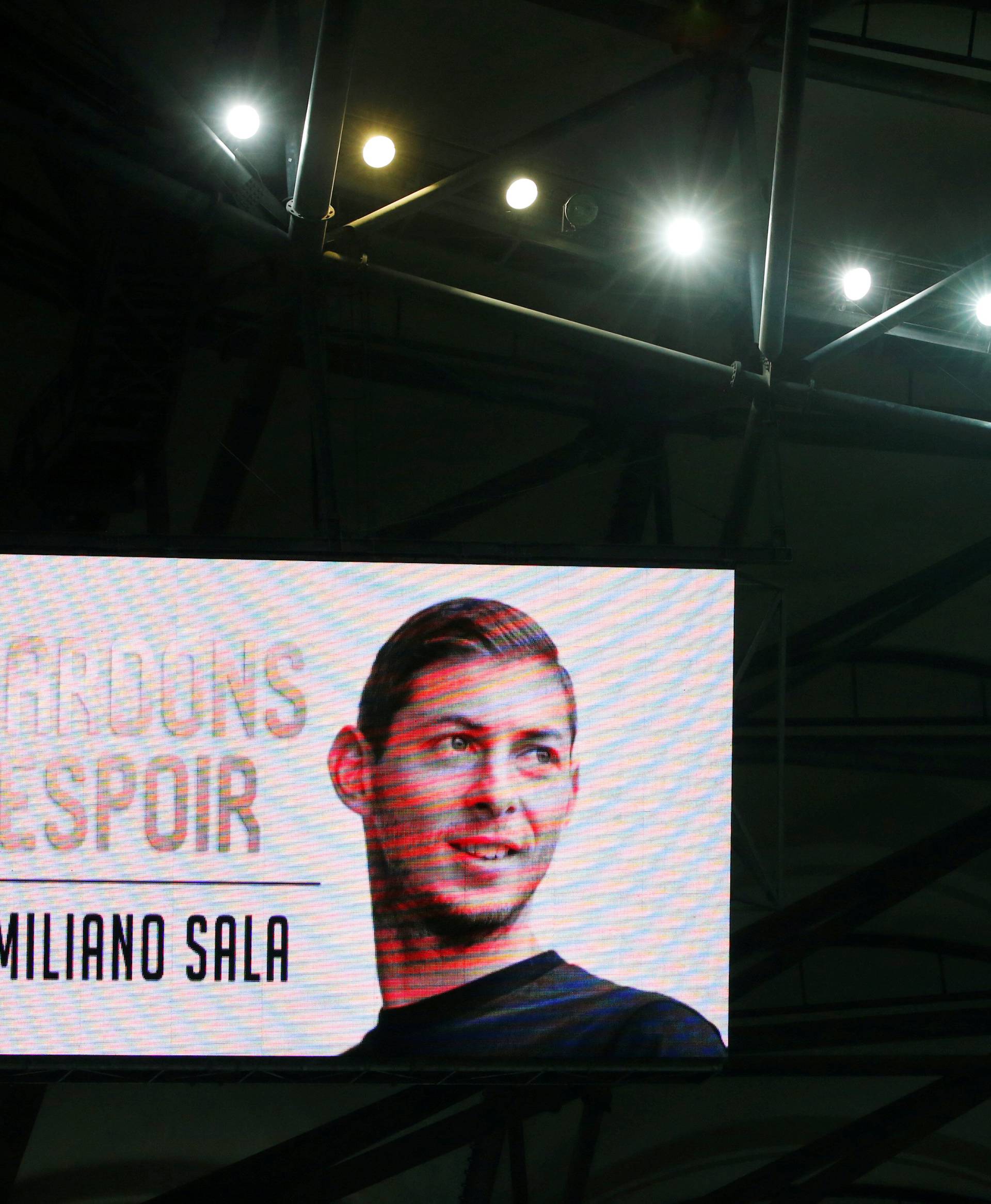 FILE PICTURE - General view of Emiliano Sala displayed on the big screen