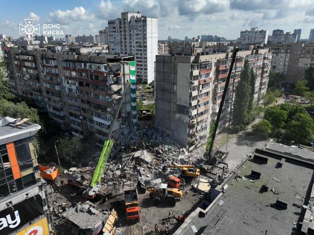 Aftermath of a Russian missile and drone attack in Kyiv