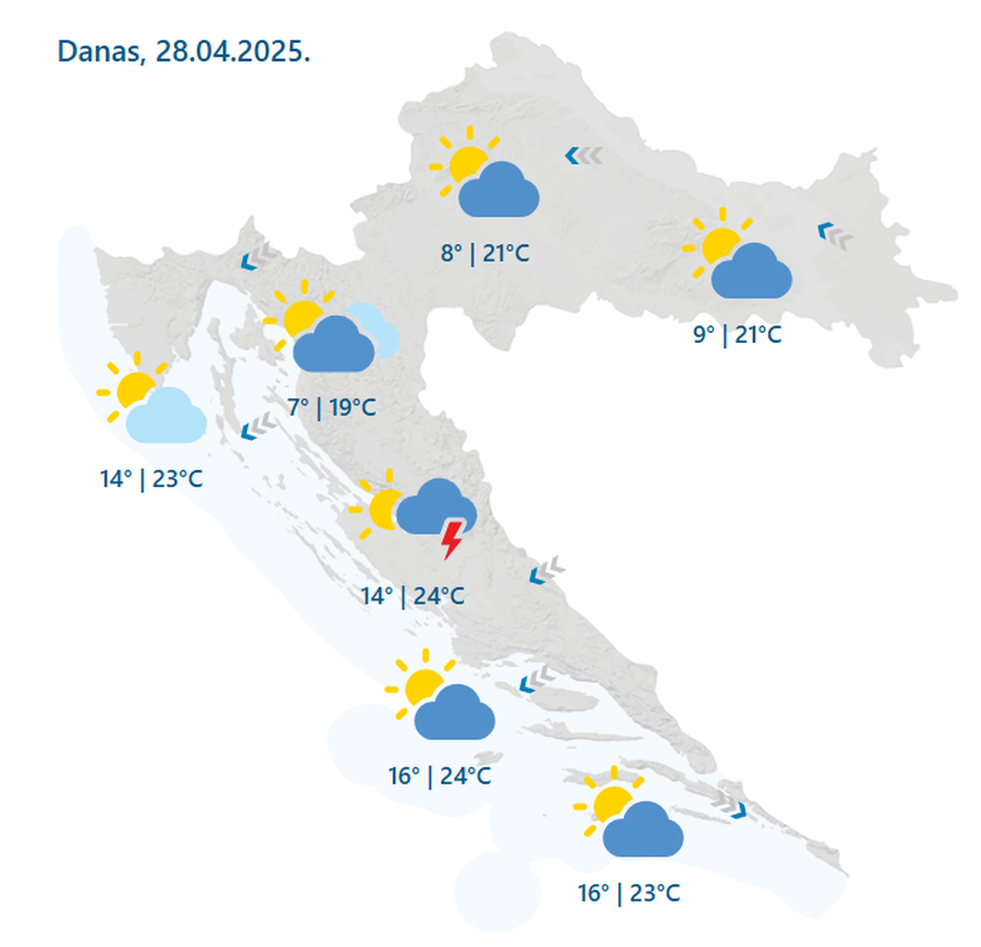 Pred nama sunčani i topli dani: Temperature idu sve do 25 °C, a iznenaditi može pokoji pljusak