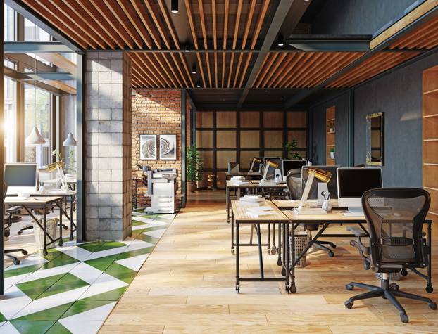 Contemporary,Loft,Office,Interior.,3d,Rendering,Design,Concept