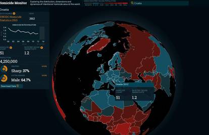 Interaktivna mapa koja otkriva stope ubojstava diljem svijeta